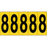 Individual Adhesive Number Markers, 8, 3-7/8" H, Black on Yellow Dufferin Supply