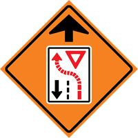 Yield Ahead Roll-Up Traffic Sign, 29-1/2" x 29-1/2", Vinyl, Pictogram Dufferin Supply