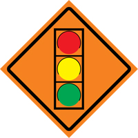 Stop Light Roll-Up Traffic Sign, 29-1/2" x 29-1/2", Vinyl, Pictogram Dufferin Supply