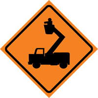 Man in Elevated Bucket Roll-Up Traffic Sign, 29-1/2" x 29-1/2", Vinyl, Pictogram Dufferin Supply