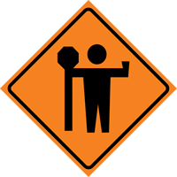 Flagman Roll-Up Sign Traffic Sign, 36" x 36", Vinyl, Pictogram Dufferin Supply