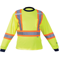 Safety Long Sleeve Shirt, Polyester, Medium, High Visibility Lime-Yellow Dufferin Supply