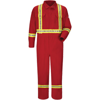 Flame-Resistant Deluxe Coveralls with Reflective Trim, Size 38, Red, 5.6 cal/cm² Dufferin Supply