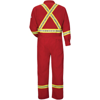 Flame-Resistant Deluxe Coveralls with Reflective Trim, Size 38, Red, 5.6 cal/cm² Dufferin Supply