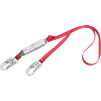 PRO Shock Absorbing Lanyards, 4', Snap Hook Center, Snap Hook Leg Ends, Polyester Dufferin Supply