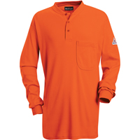 Flame-Resistant Long Sleeve Tagless Henley Shirts, Small, Orange Dufferin Supply