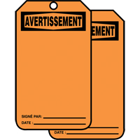 &eacute;tiquettes de s&eacute;curit&eacute; en français - &eacute;tiquettes avec ent&ecirc;ge vierge, Papier cartonn&eacute;, 3-1/8" la x 5-7/8" h, Français Dufferin Supply