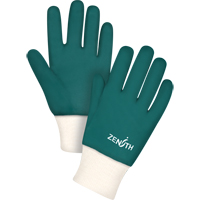 Double Dipped Green Gloves, 10" L, PVC, Cotton Jersey Inner Lining, 70-mil Dufferin Supply