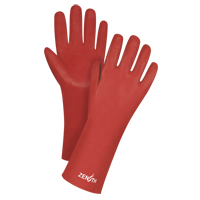 Red Smooth-Finish Chemical-Resistant Gloves, Size 9, 14" L, PVC, Interlock Inner Lining, 47-mil Dufferin Supply