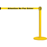 Free-Standing Crowd Control Barrier, Steel, 35" H, Yellow Tape, 7' Tape Length Dufferin Supply