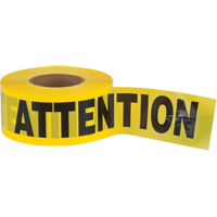 "Attention" Barricade Tape, Bilingual, 3" W x 1000' L, 1.5 mils, Black on Yellow Dufferin Supply