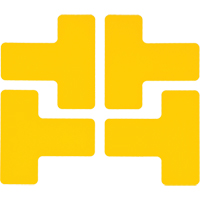 Autocollants pour d&eacute;limitation des coins sur le sol, T, 5" lo x 2" la, Jaune, Polyester Dufferin Supply