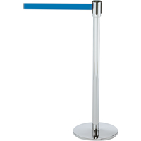 Slimline TensaBarrier&reg; Barrier Post, Steel, 38" H, Blue Tape, 7.5' Tape Length Dufferin Supply