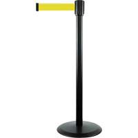 Slimline TensaBarrier&reg; Barrier Post, Steel, 38" H, Yellow Tape, 7.5' Tape Length Dufferin Supply