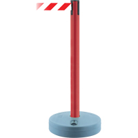 Outdoor TensaBarrier&reg; Barrier Post, Plastic, 37" H, White/Red Tape, 13' Tape Length Dufferin Supply