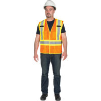 5-Point Tear-Away Premium Safety Vest , High Visibility Orange, Large/X-Large, Polyester, CSA Z96 Class 2 - Level 2 SFQ532 | Dufferin Supply