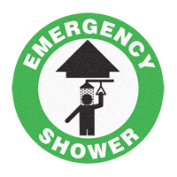 "Emergency Shower" Floor Sign, Adhesive, English with Pictogram Dufferin Supply