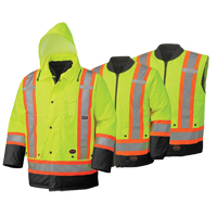 5021BB Waterproof 6-in-1 Safety Parka, High Visibility Lime-Yellow, 2X-Large Dufferin Supply