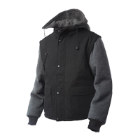 Manteau avec manches &agrave; fermeture &agrave; glissi&egrave;re, Hommes, Grand, Noir Dufferin Supply