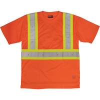Short-Sleeved Safety T-Shirt with Pocket, Polyester, Large, High Visibility Orange Dufferin Supply