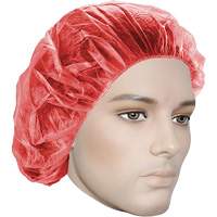 Bouffant Caps, Polypropylene, 21", Red Dufferin Supply