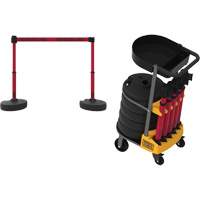 PLUS Barrier Post Cart Kit with Tray, 75' L, Metal, Red Dufferin Supply