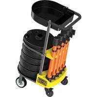 PLUS Barrier Post Cart Kit with Tray, 75' L, Metal, Orange Dufferin Supply