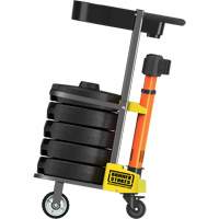 PLUS Barrier Post Cart Kit with Tray, 75' L, Metal, Orange Dufferin Supply