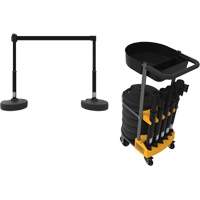 PLUS Barrier Post Cart Kit with Tray, 75' L, Metal, Black Dufferin Supply