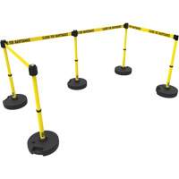 PLUS Barrier Post Set X5, Plastic, 42" H, Yellow Tape, 15' Tape Length Dufferin Supply
