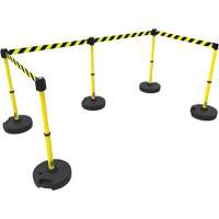 PLUS Barrier Post Set X5, Plastic, 42" H, Yellow Tape, 15' Tape Length Dufferin Supply