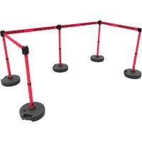 PLUS Barrier Post Set X5, Plastic, 42" H, Red Tape, 15' Tape Length Dufferin Supply