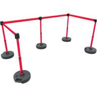 PLUS Barrier Post Set X5, Plastic, 42" H, Red Tape, 15' Tape Length Dufferin Supply