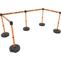 PLUS Barrier Post Set X5, Plastic, 42" H, Orange Tape, 15' Tape Length Dufferin Supply