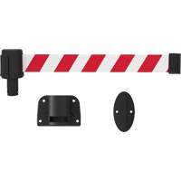 PLUS Wall Mount Barrier System, Plastic, Screw Mount, 15', Red and White Tape Dufferin Supply