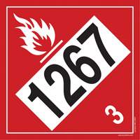 Plaque-&eacute;tiquette TMD 1267 pour liquide inflammable p&eacute;trole brut, Vinyle adh&eacute;sif Dufferin Supply