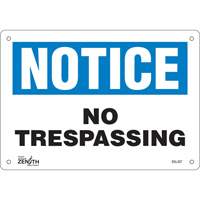 Enseigne No Trespassing, 7" x 10", Aluminium, Anglais Dufferin Supply