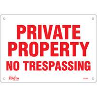 "Private Property" Sign, 7" x 10", Plastic, English Dufferin Supply