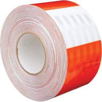 High Intensity Prismatic Grade Barricade Sheeting, 4" W x 150' L, 19 mils, Orange and White Dufferin Supply