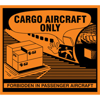 "Cargo Aircraft Only" Handling Labels, 4-3/4" L x 4-1/4" W, Orange SGQ527 | Dufferin Supply