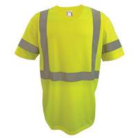 Short Sleeve Safety T-Shirt, Polyester, 2X-Large, High Visibility Lime-Yellow Dufferin Supply
