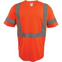 Short Sleeve Safety T-Shirt, Polyester, 2X-Large, High Visibility Orange Dufferin Supply