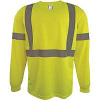 Long Sleeve Safety Shirt, Polyester, 2X-Large, High Visibility Lime-Yellow Dufferin Supply