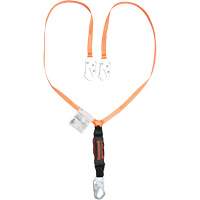 Titan Shock-Absorbing Lanyard, 6', Locking Snap Hook Center, Locking Snap Hook Leg Ends, Polyester Dufferin Supply