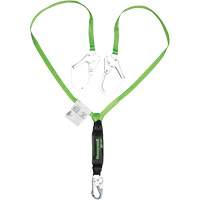 Miller&reg; HP Shock-Absorbing Lanyard, 6', Scaffold Hook Center, Locking Snap Hook Leg Ends, Polyester Dufferin Supply