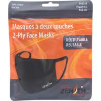 2-Ply Reusable Face Masks, Polyester, Black Dufferin Supply