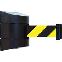 Tensabarrier<sup>®</sup> Wall Unit, Steel, Screw Mount, 30', Black and Yellow Tape SGU821 | Dufferin Supply