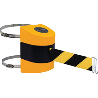 Tensabarrier<sup>®</sup> Barrier Post Mount with Belt, Plastic, Clamp Mount, 24', Black and Yellow Tape SGV454 | Dufferin Supply