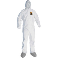 KleenGuard™A45 Liquid & Particle Protection Coveralls with Anti-Slip Shoe, Large, Grey/White, Microporous SGX293 | Dufferin Supply