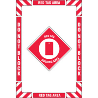 Trousse de marquage du sol ?Red Tag Holding Area? (zone de stockage des &eacute;tiquettes rouges), Adh&eacute;sif, Anglais avec pictogramme Dufferin Supply